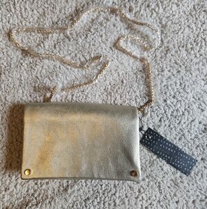 Street Level Metallic Gold Chain Crossbody Clutch